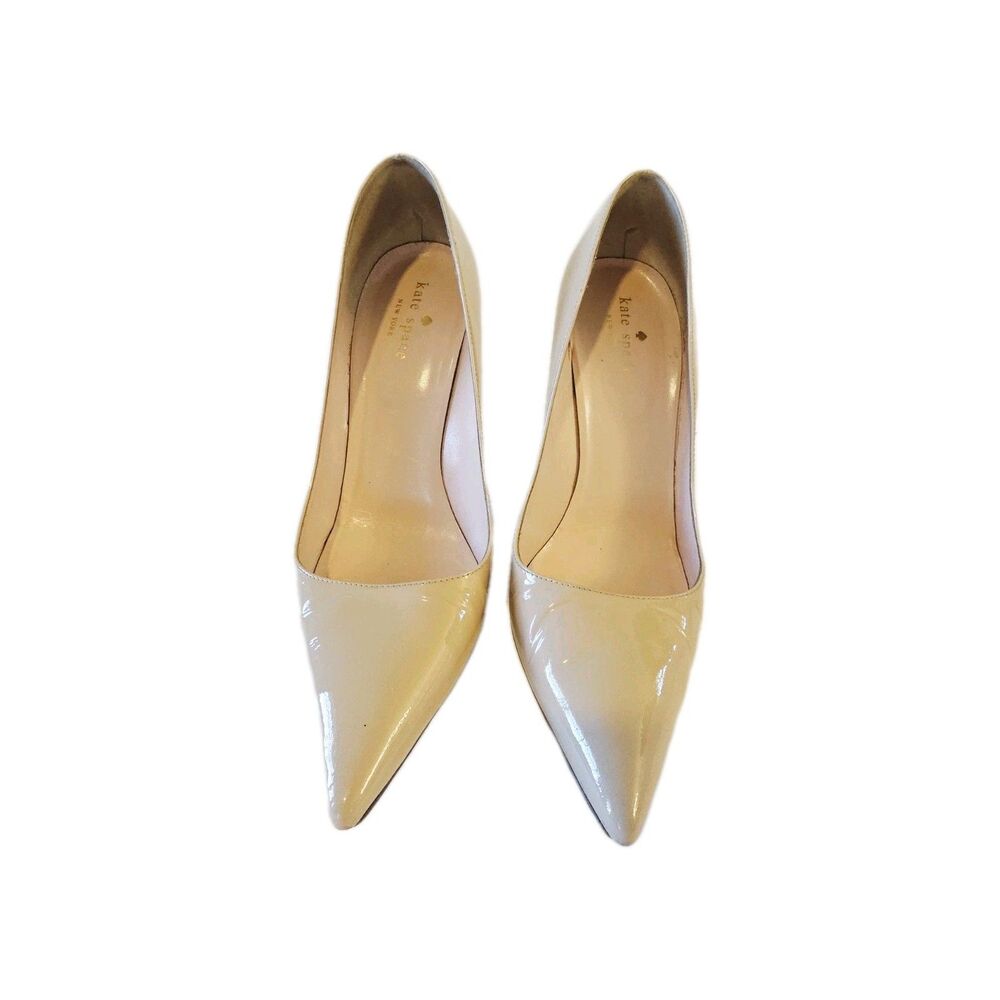 Kate Spade New York Beige Leather Pumps Slingback Heels Size 8 - Picture 2 of 7
